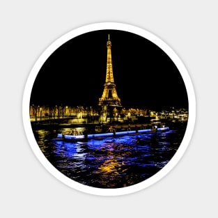 Eiffel Tower Reflection at Night Magnet